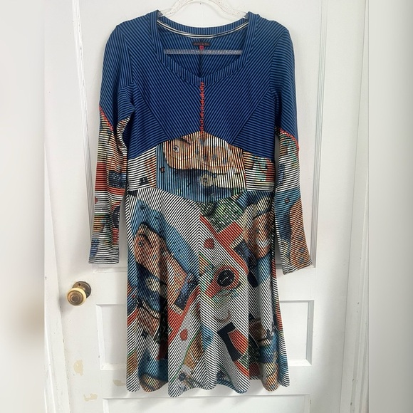 Adventures De Toiles Multicolor Printed Art to Wear Dress Size 10 - Picture 1 of 3